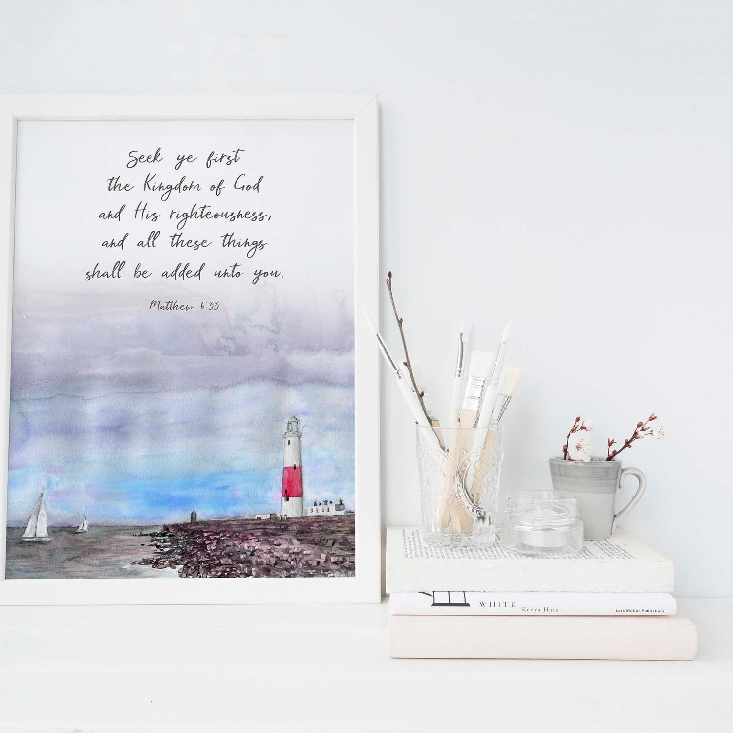 watercolour bible verses, ocean bible verses, ocean scripture art, ocean biblical prints, modern christian art, scripture prints