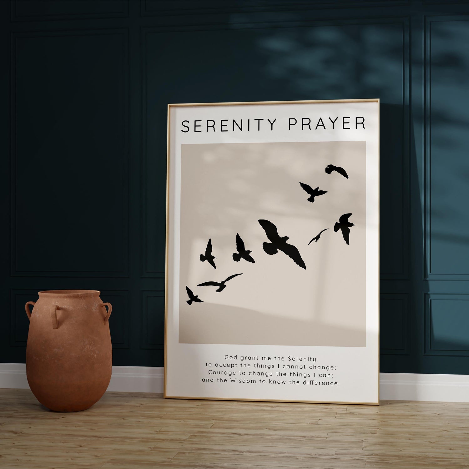 Beige Background Serenity Prayer Art, Serenity Prayer for Neutral Interiors, Serenity Prayer Beige Artwork, recovery gifts for men