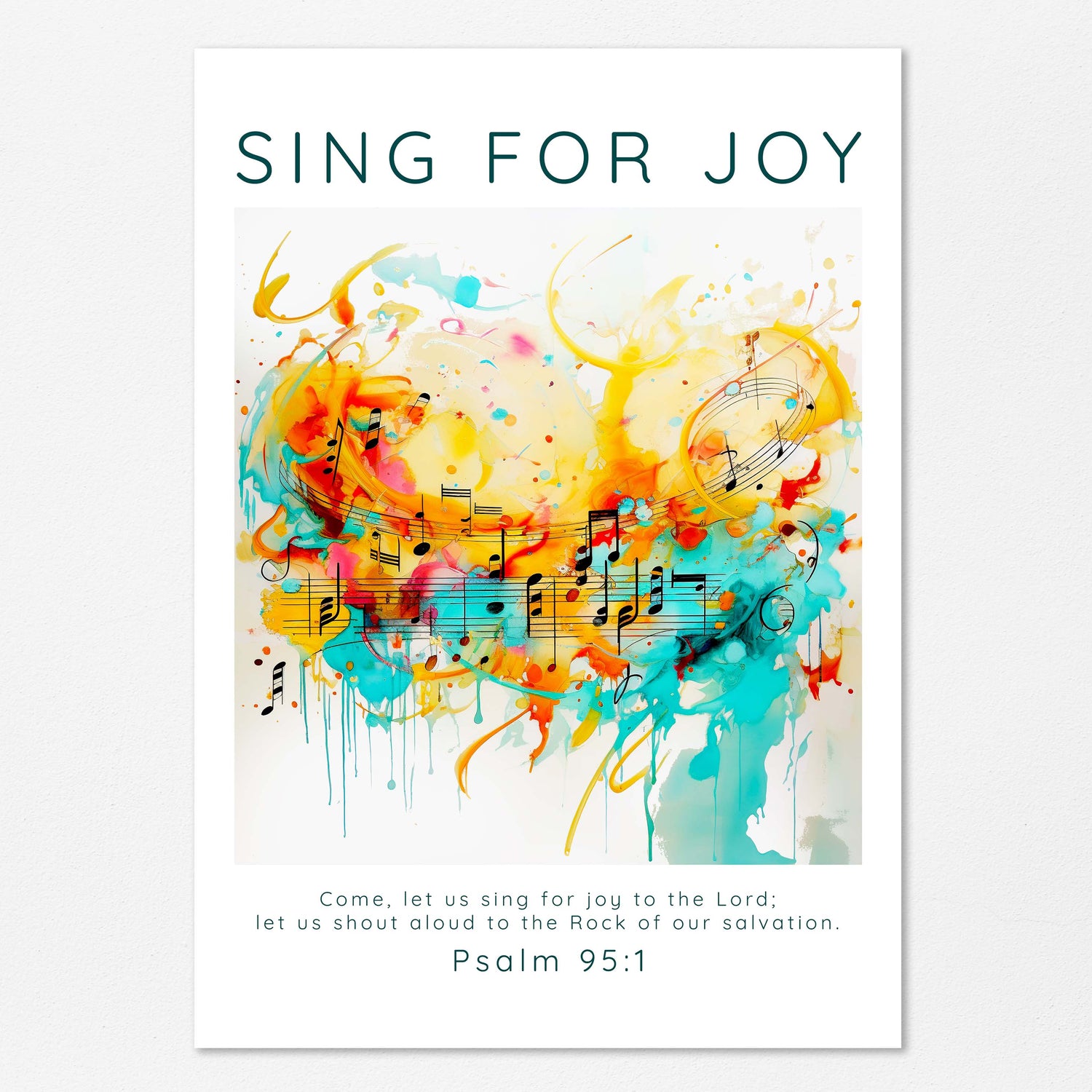 Sing For Joy Music Wall Art, Psalm 95 Modern Scripture Home Decor, Modern Christian home decor with Psalm 95:1 scripture