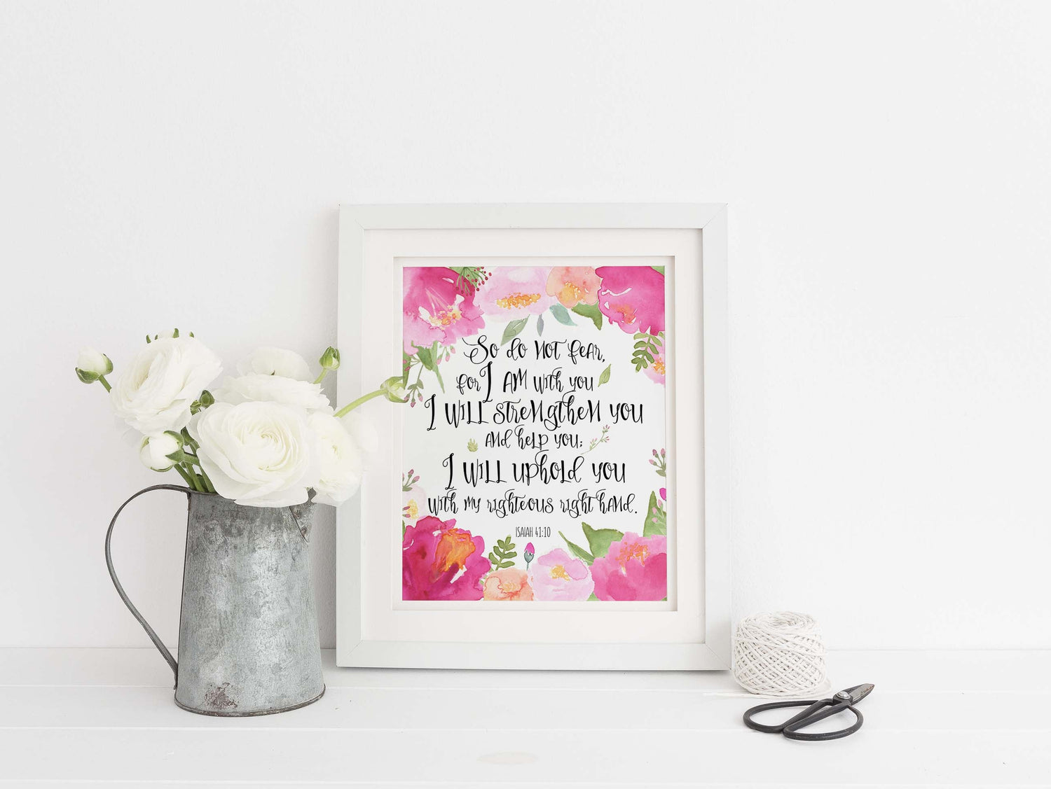 Isaiah 41 10 Poster, Pink Floral Bible Scriptures, Comforting Bible Verses and Quotes, bible do not fear for i am with you