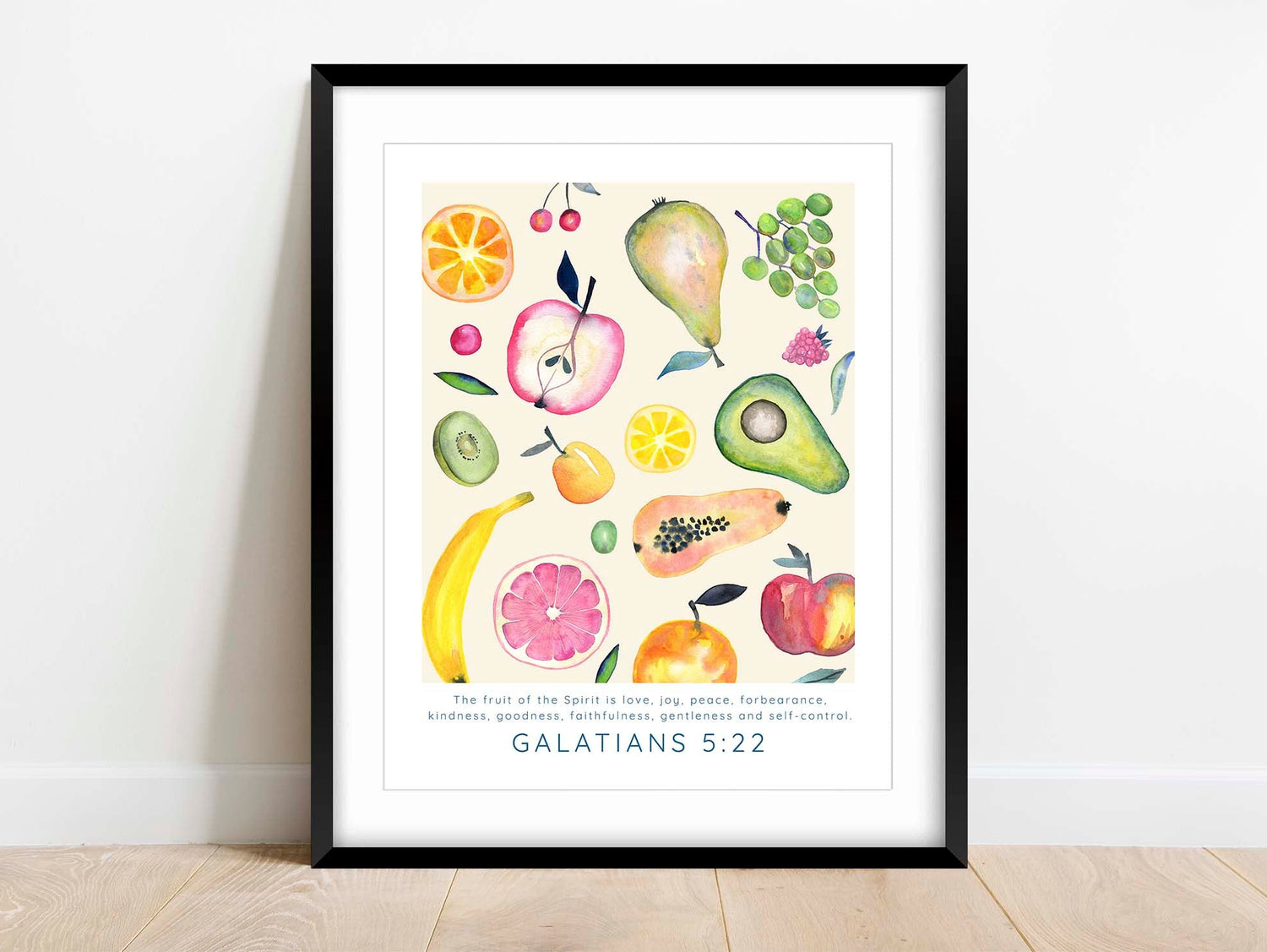 Fruit of the Spirit Wall Art, Modern Scripture Prints, Christian Art, Watercolour Fruit of the Spirit Print Galatians 5:22