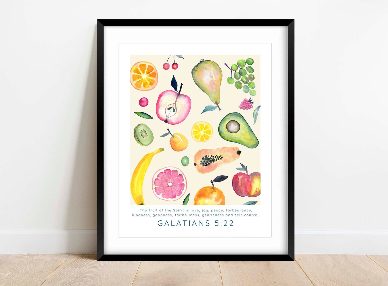 Fruit of the Spirit Wall Art, Modern Scripture Prints, Christian Art, Watercolour Fruit of the Spirit Print Galatians 5:22