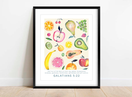 Fruit of the Spirit Wall Art, Modern Scripture Prints, Christian Art, Watercolour Fruit of the Spirit Print Galatians 5:22