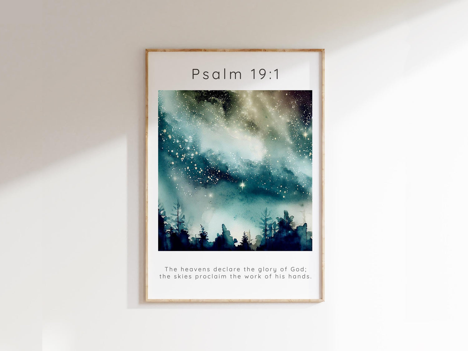 The Heavens Declare The Glory of God Wall Art Psalm 19 1 Bible Verse, Psalm 19:1 Bible verse watercolor night sky print