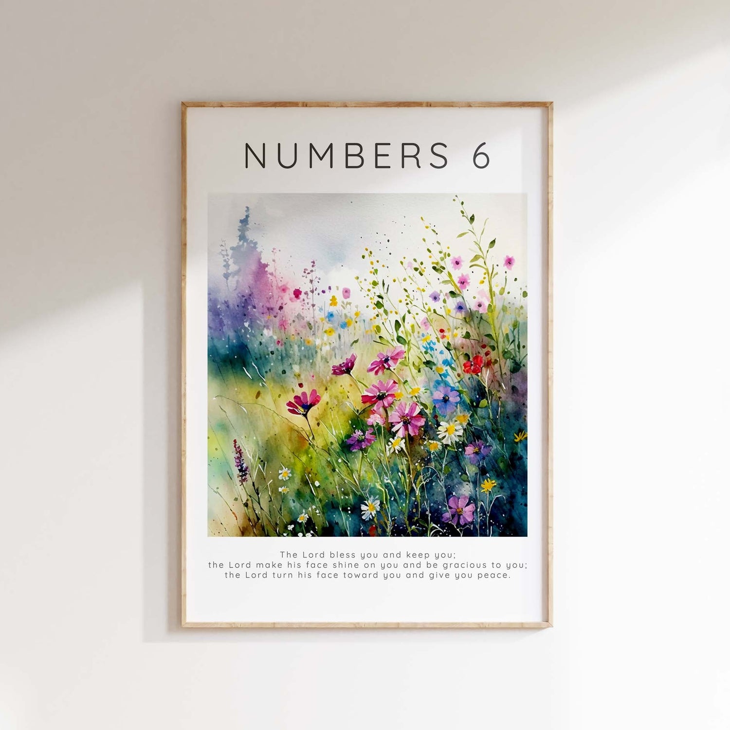 The Lord Bless You and Keep You Floral Scripture Art Meadow Print, Divine meadow scene, The Lord Bless You and Keep You Floral Print