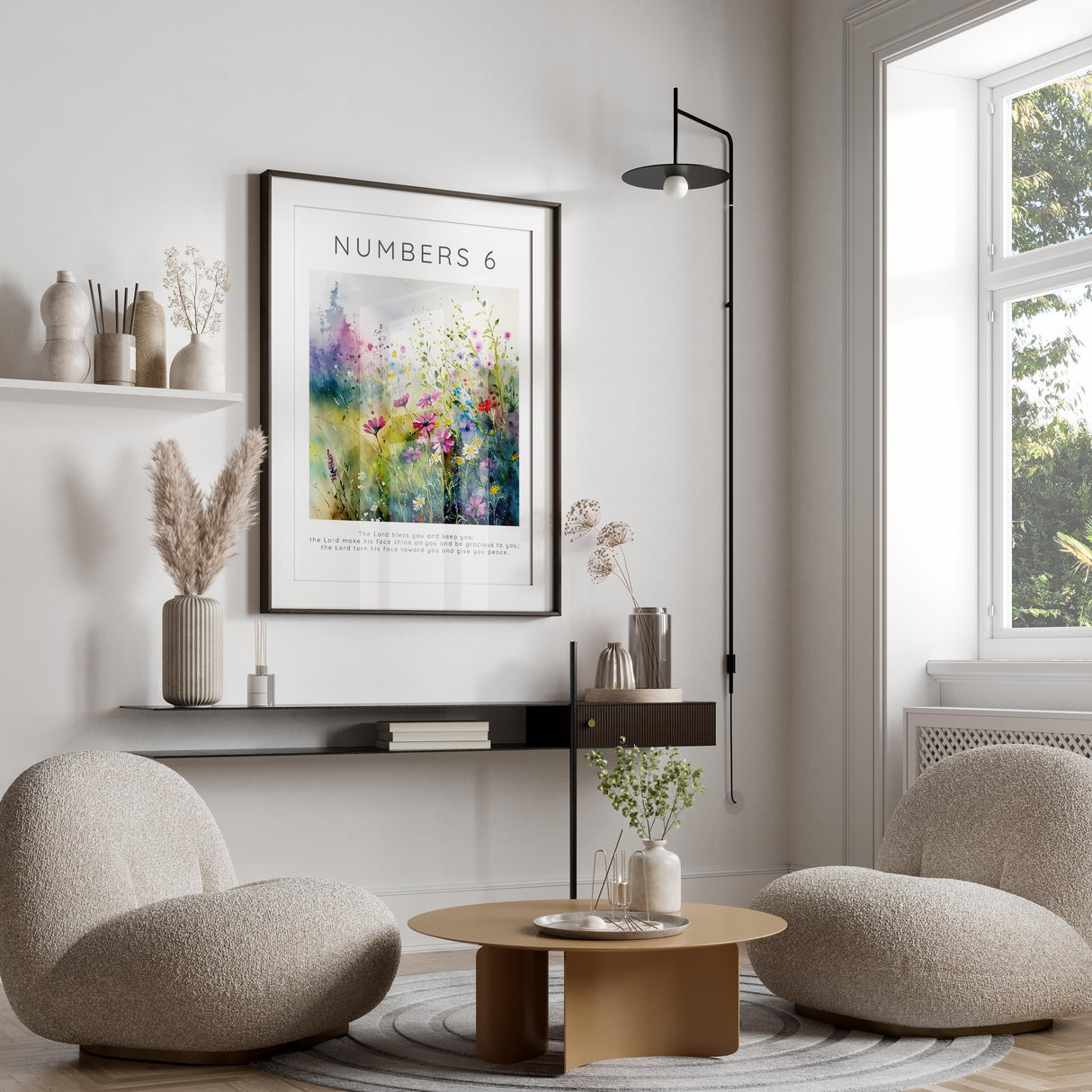 Graceful blooms and sacred verses, The Lord Bless You Print. Graceful meadow blessings: The Lord Bless You Floral Art.