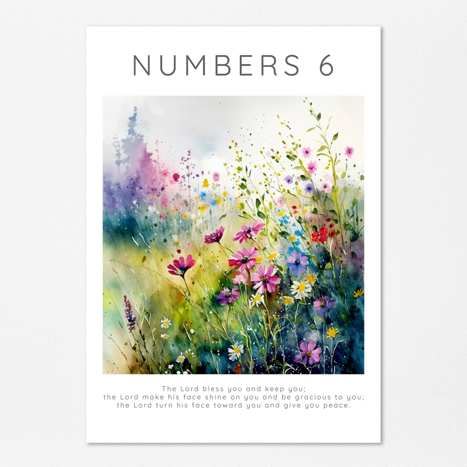 Blessings in nature's embrace: Meadow Print with biblical verse. Tranquil scripture art: The Lord Bless You Meadow Wall Decor