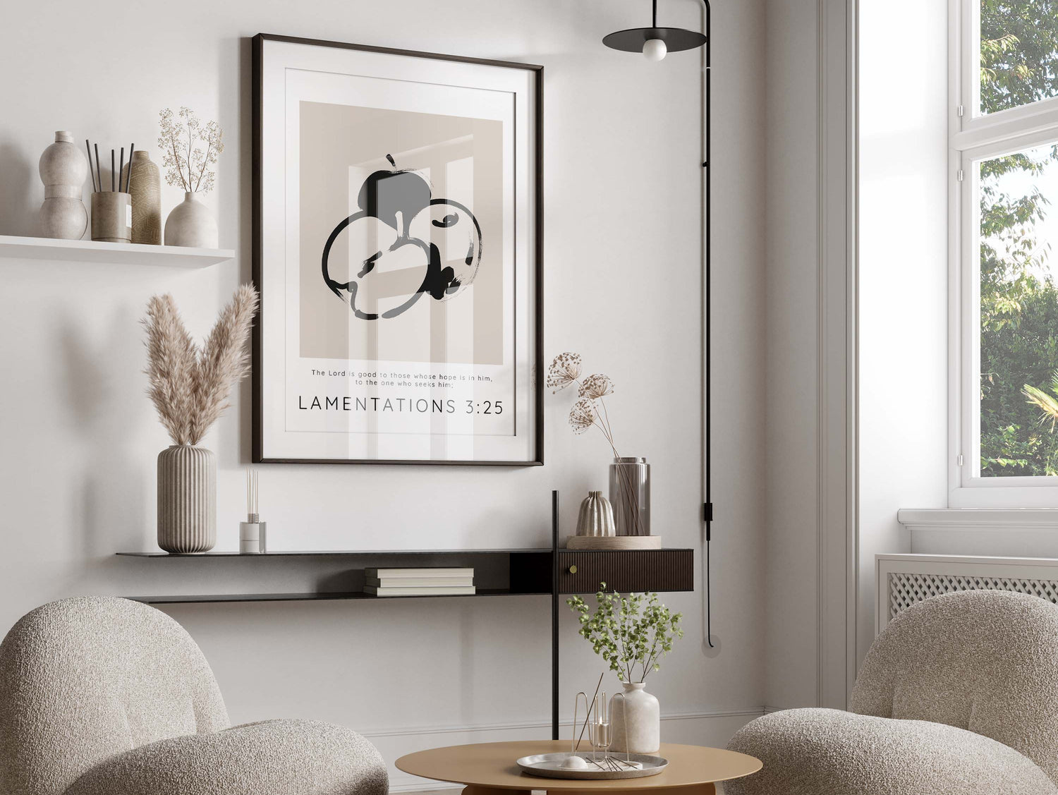 Neutral beige Christian print, scripture art, home decoration, Beige and black minimalist art, faith-based wall decor