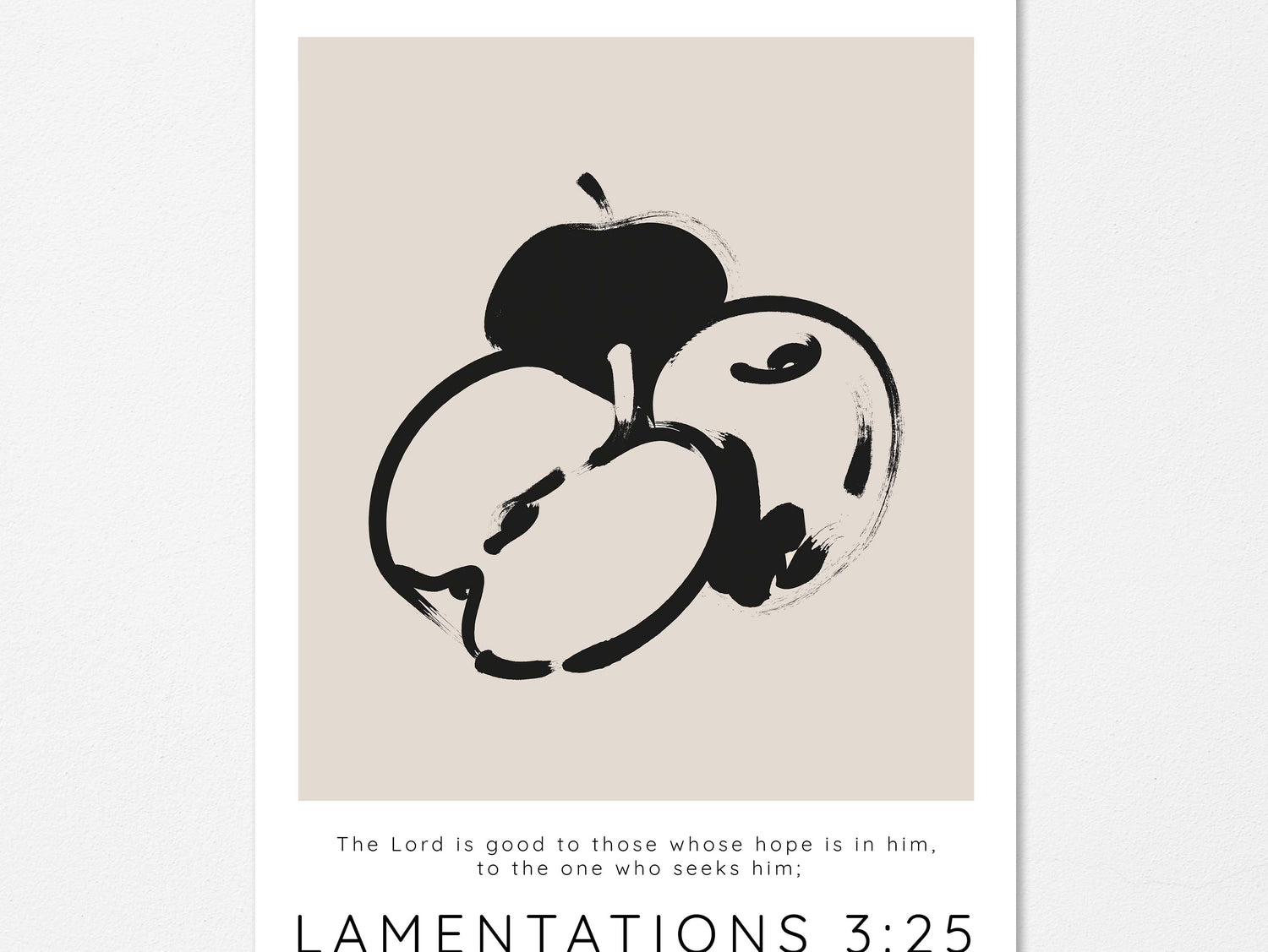 Inspirational verse print, Christian home accents, hope in Him, Modern faith art, Lamentations 3:25 quote, neutral palette