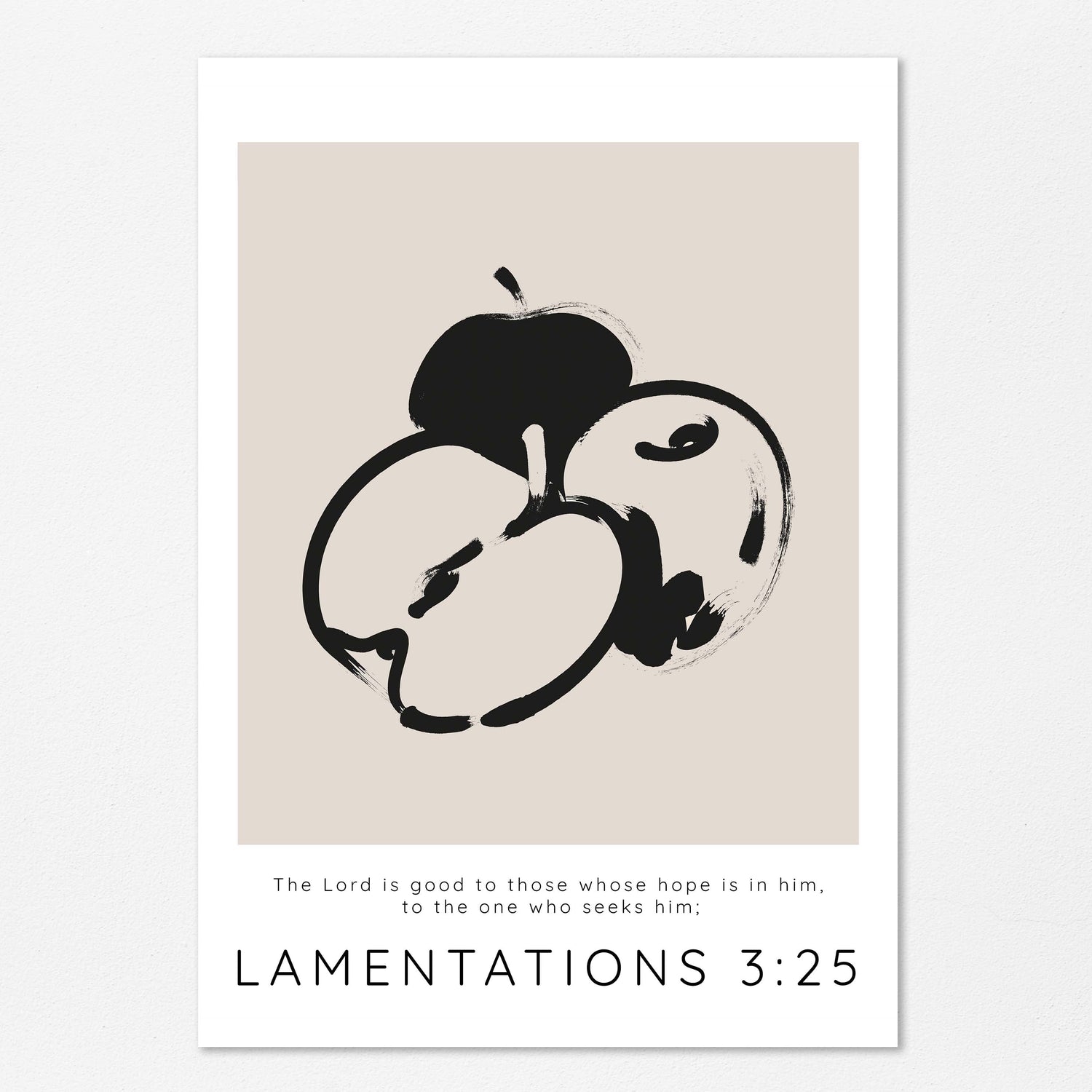 Inspirational verse print, Christian home accents, hope in Him, Modern faith art, Lamentations 3:25 quote, neutral palette