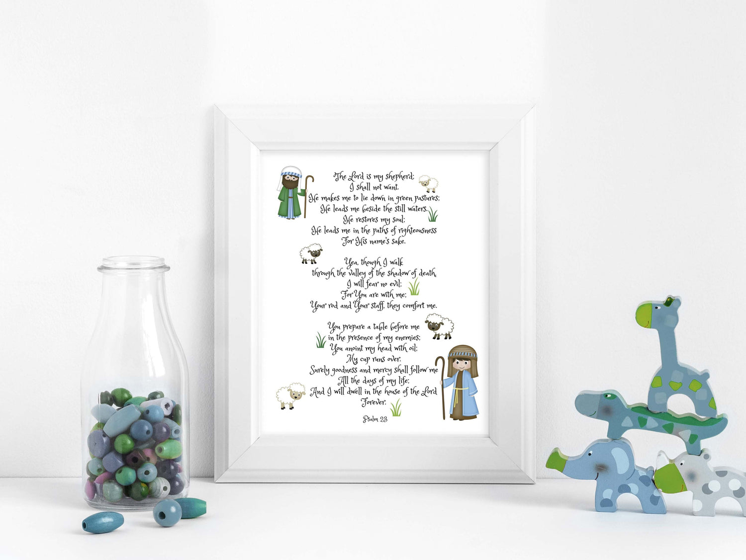 Nursery Bible Verse Art, Bible Verse for Nursery, Nursery Bible Verses, Bible Art Prints, The Lord is My Shepherd kids print