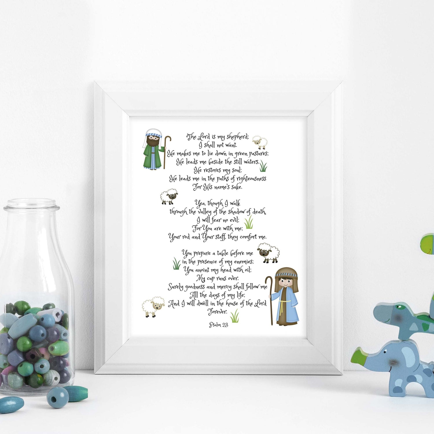 Nursery Bible Verse Art, Bible Verse for Nursery, Nursery Bible Verses, Bible Art Prints, The Lord is My Shepherd kids print