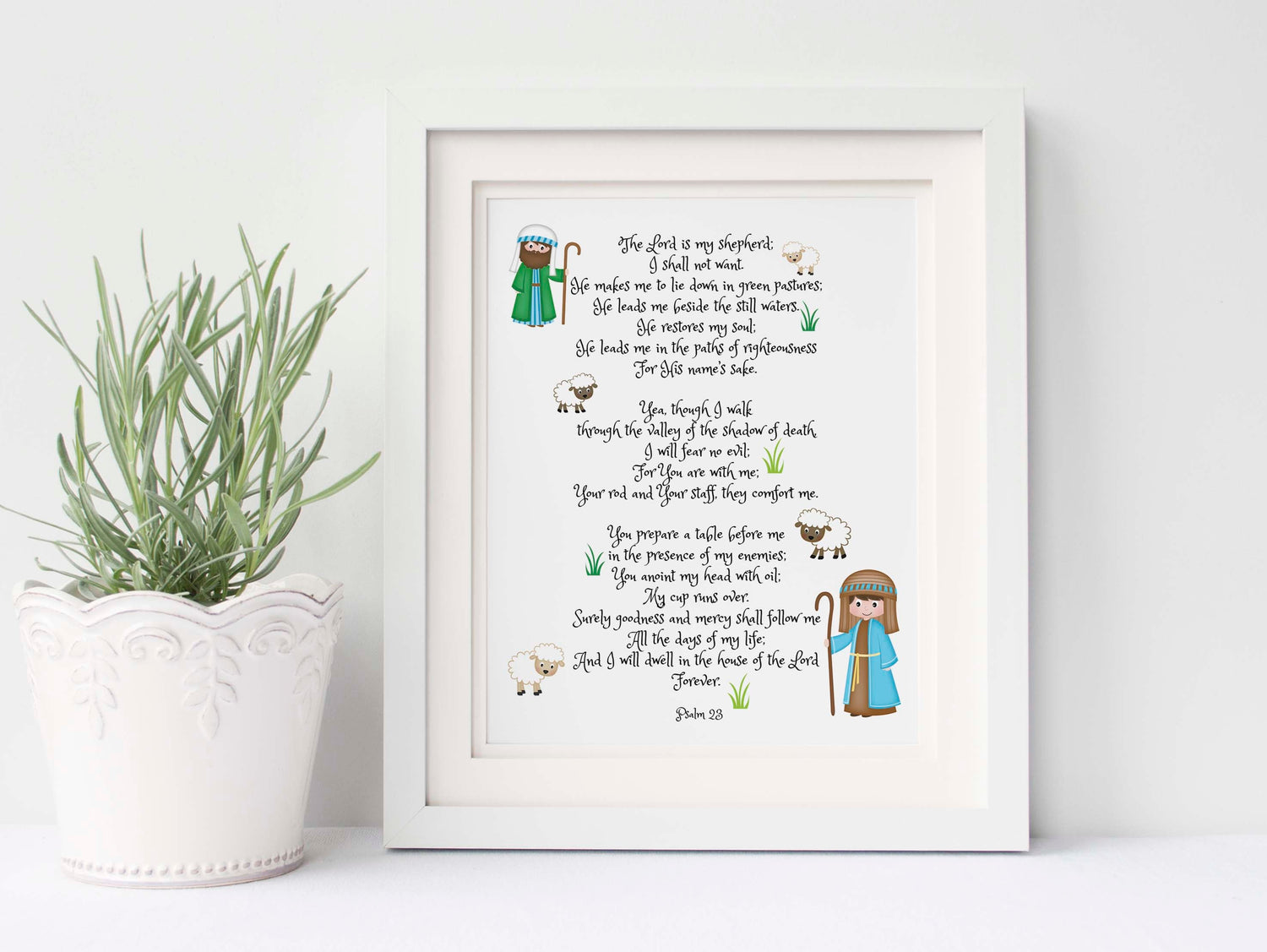 Psalm 23 Wall Art for Nursery Bible Verses for Walls, Christian Nursery Art
