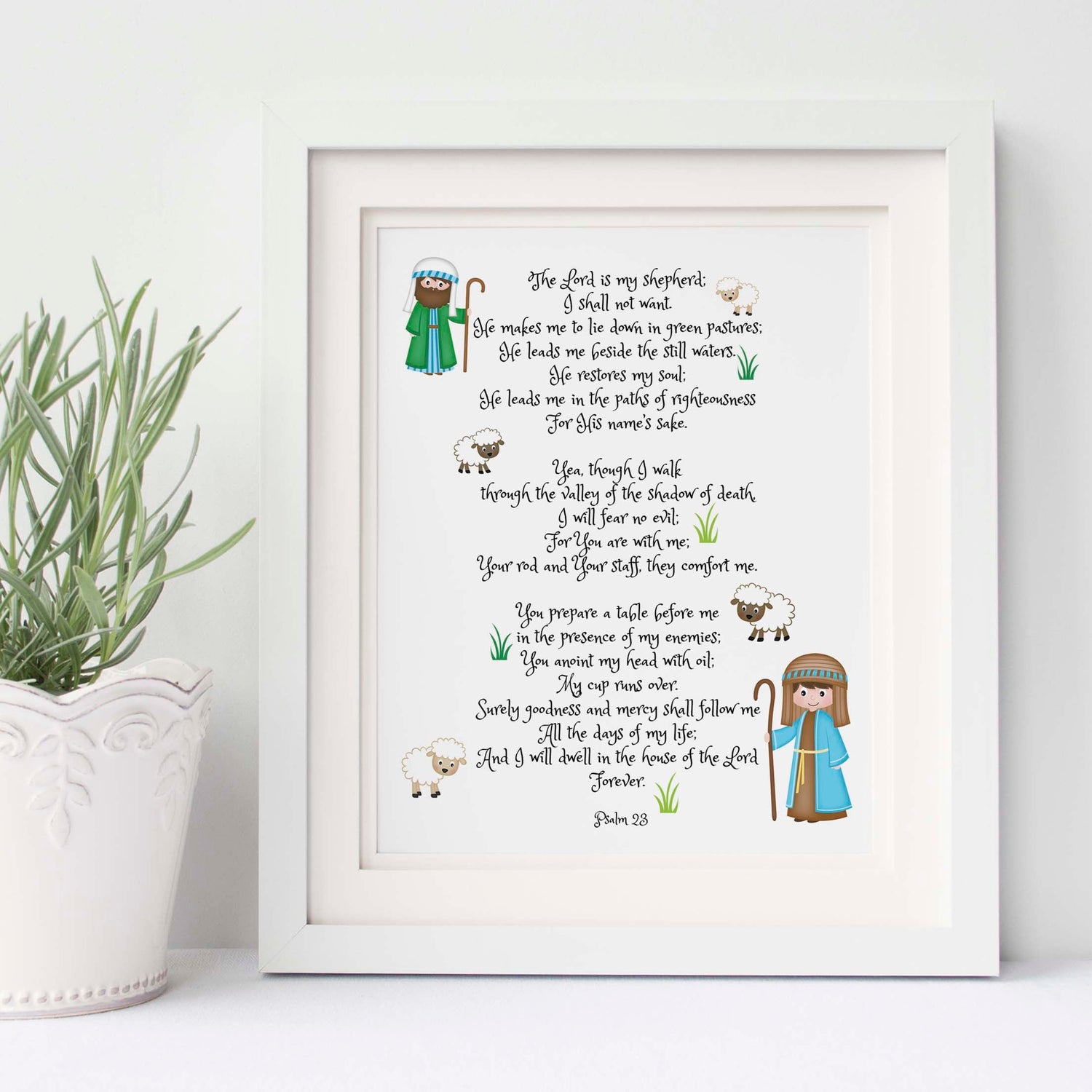Psalm 23 Wall Art for Nursery Bible Verses for Walls, Christian Nursery Art