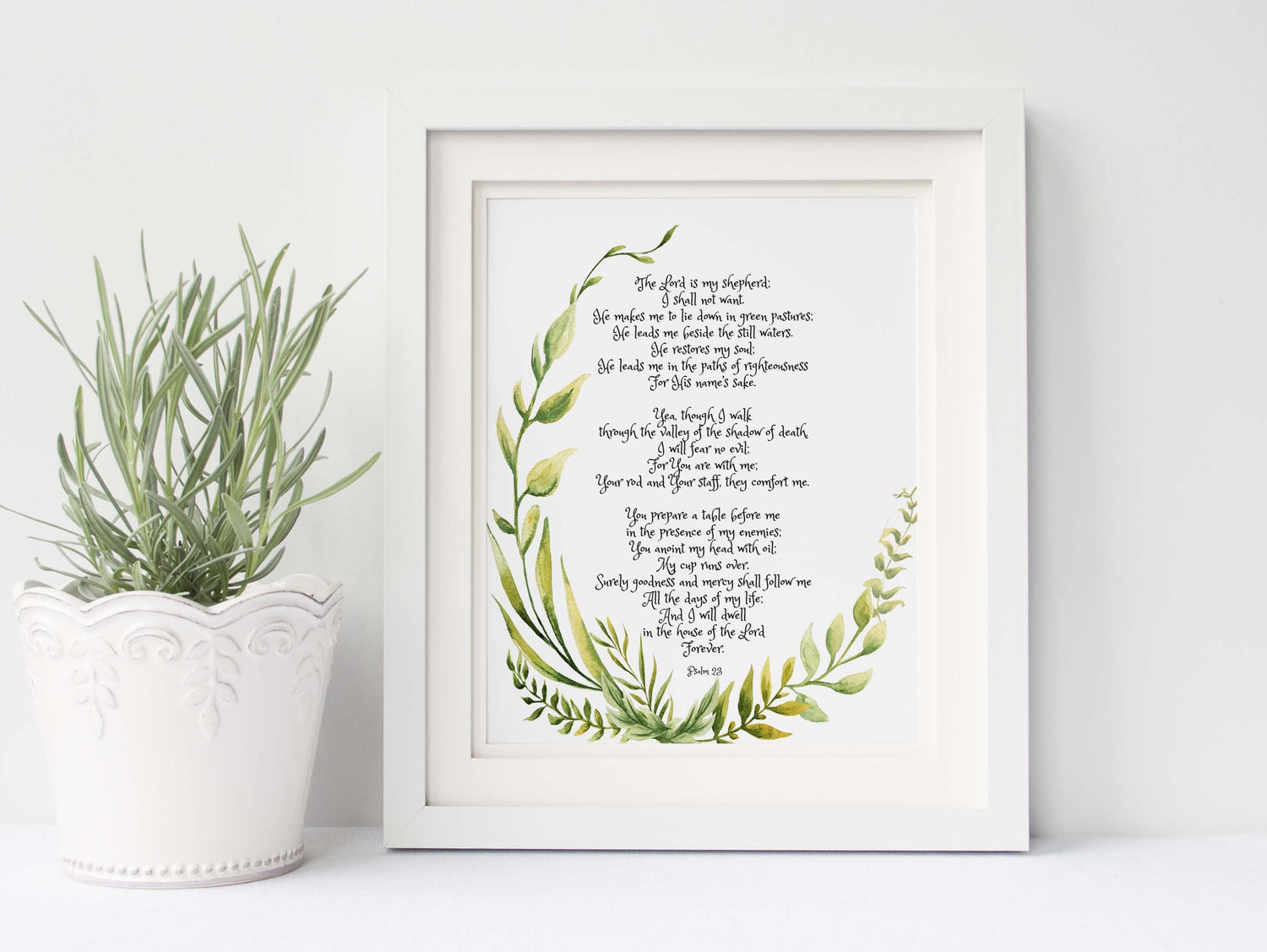 Psalm 23 Wall Art, The Lord is My Shepherd Print, Bible Verse Print