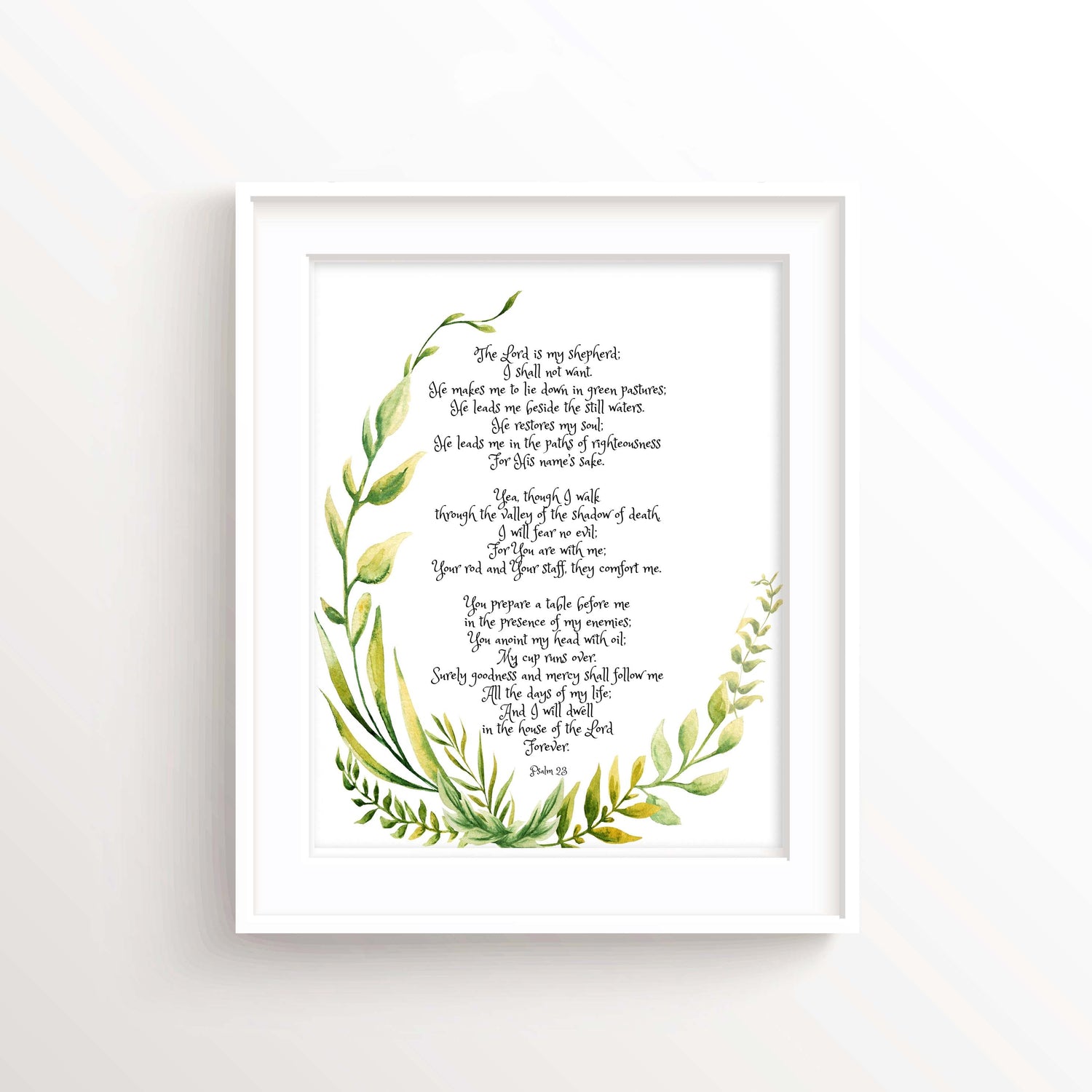Christian Family Gift, Digital Prints 23rd Psalm, Psalm 23 Scripture Wall Art, Psalms Bible Verse, 