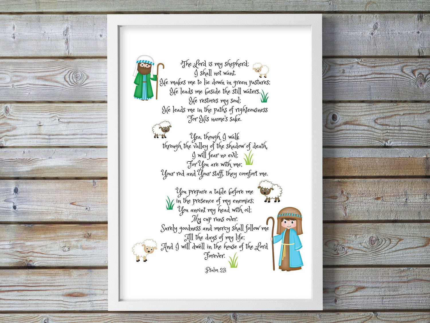 The Lord is My Shepherd Wall Art Print, Psalm 23 Nursery Wall Art, Psalm 23 Nursery Prints