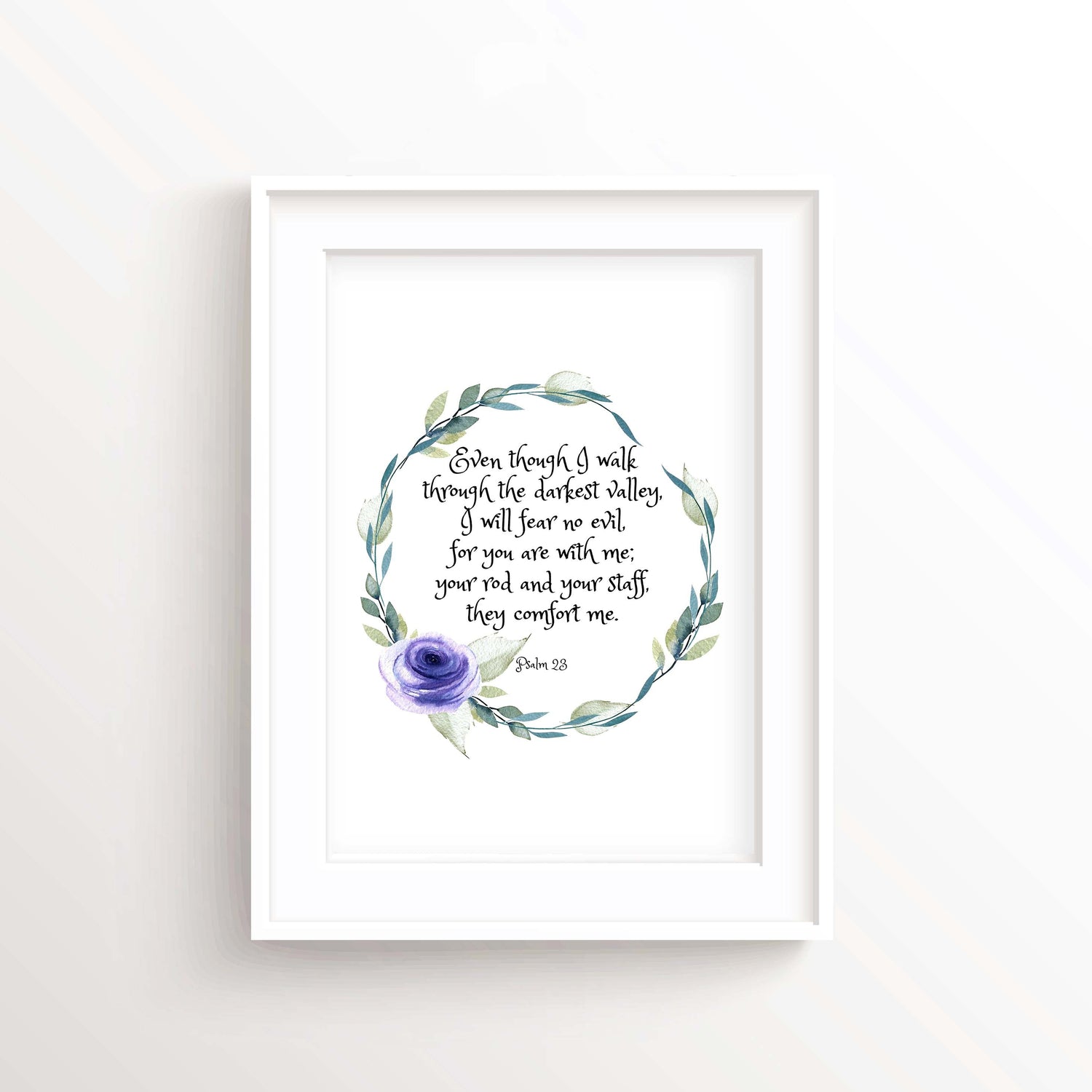 Christian Family Gift, Digital Prints 23rd Psalm, Psalm 23 Scripture Wall Art, Psalms Bible Verse