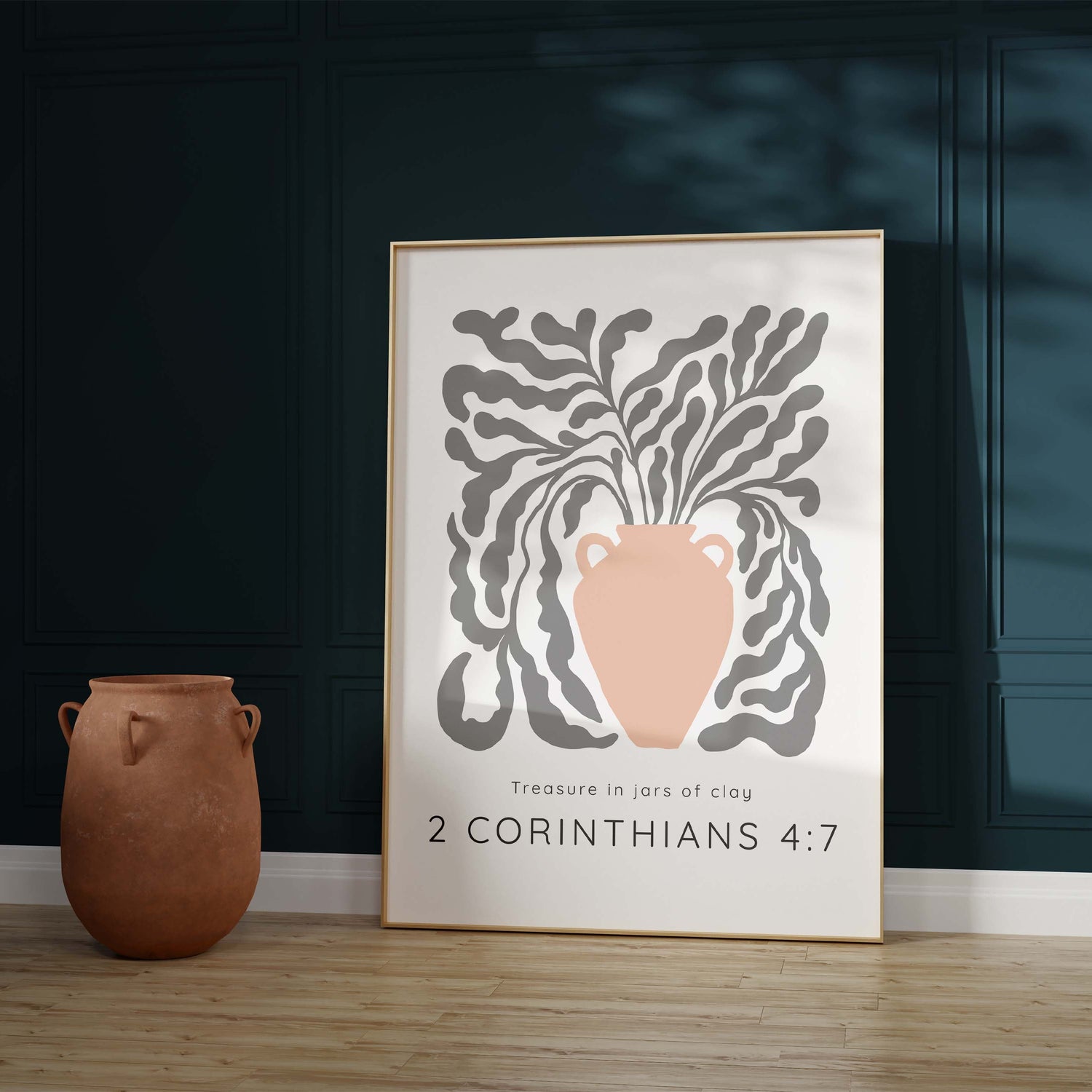 Divine Treasure in Jars of Clay Print, Pastel Christian Artwork for Home, Scripture Print for Graceful Living Spaces