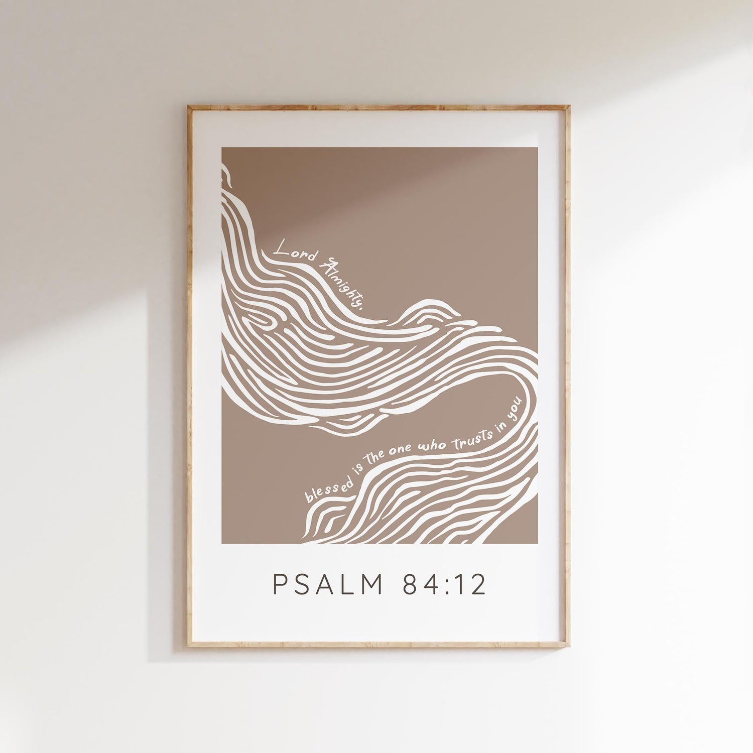 Elegant Psalm 84:12 Art Print - Abstract River Design with 'Blessed is the One Who Trusts in You