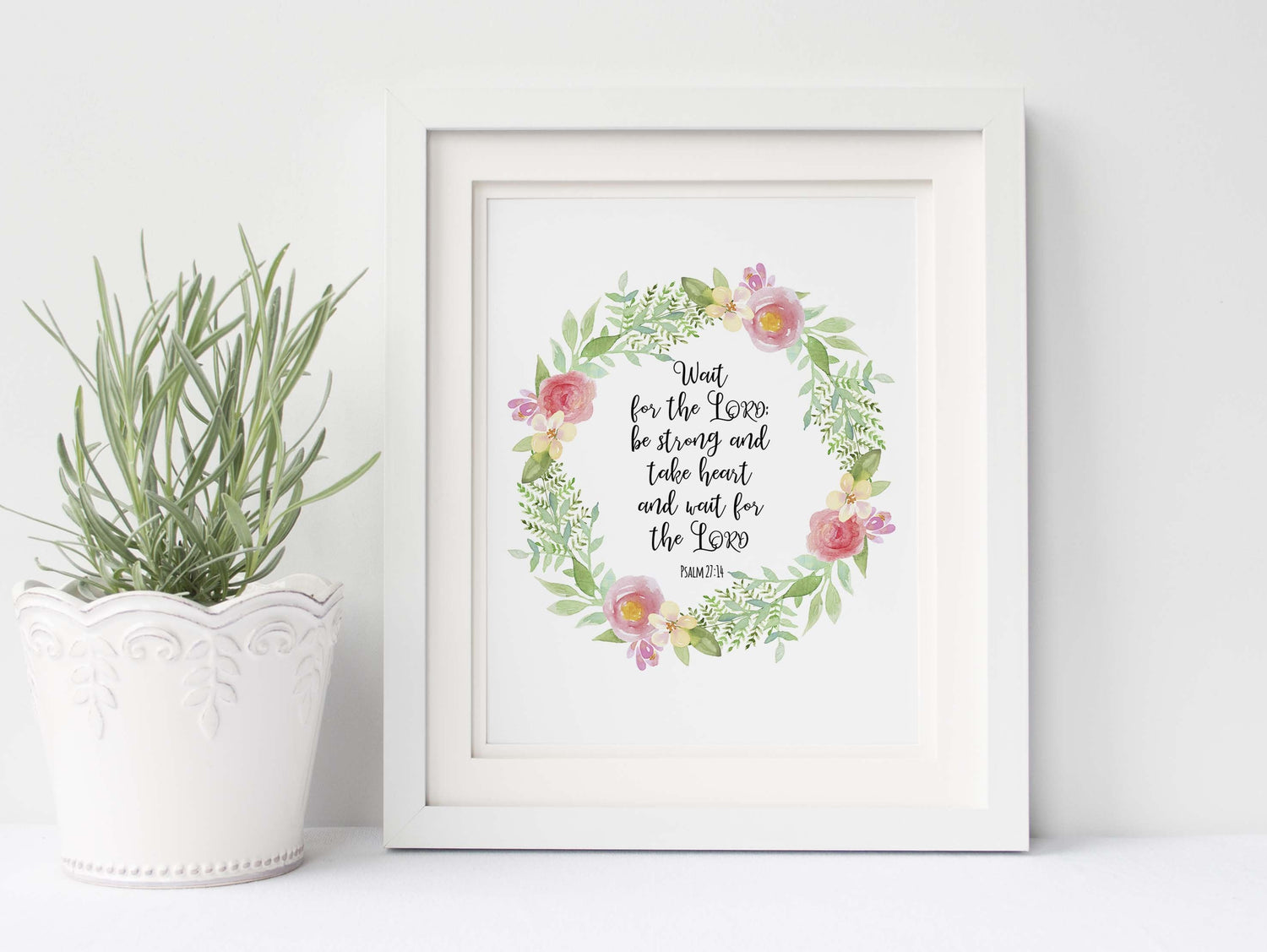 Crafty Cow Design - Wait for the Lord Wall Art, Scripture Wall Art UK, Psalm 27 14 Print