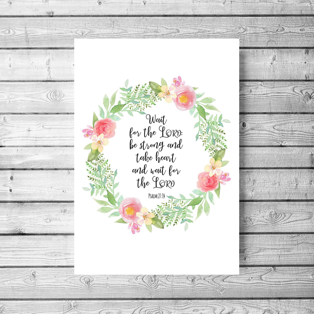 psalm 27 14 printable version, wall art christian quotes for women, contemporary christian wall art