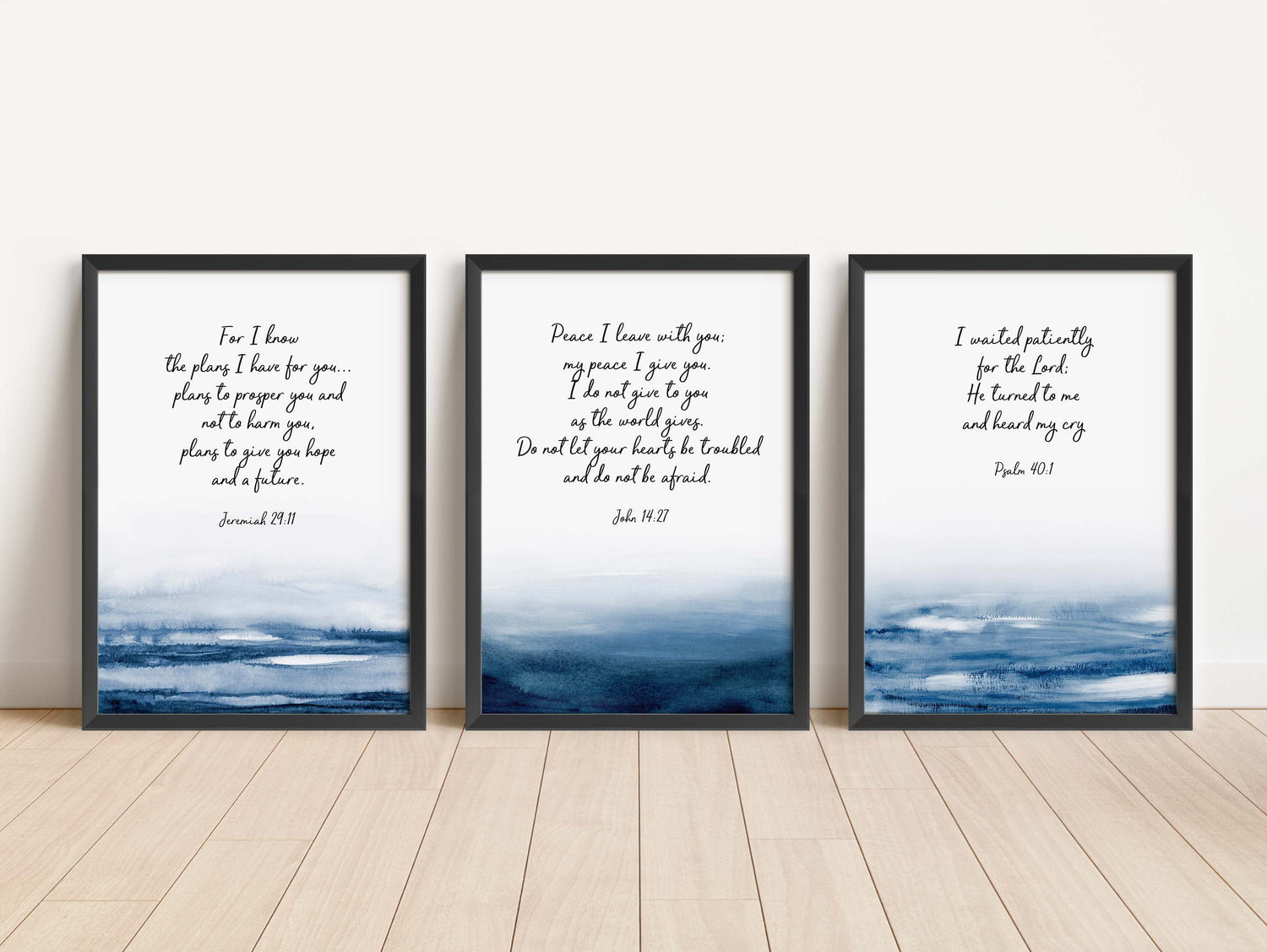 Abstract Watercolor Bible Verse Art Trio for Your Home, Inspiring Bible Quote Prints in Abstract Watercolor Style