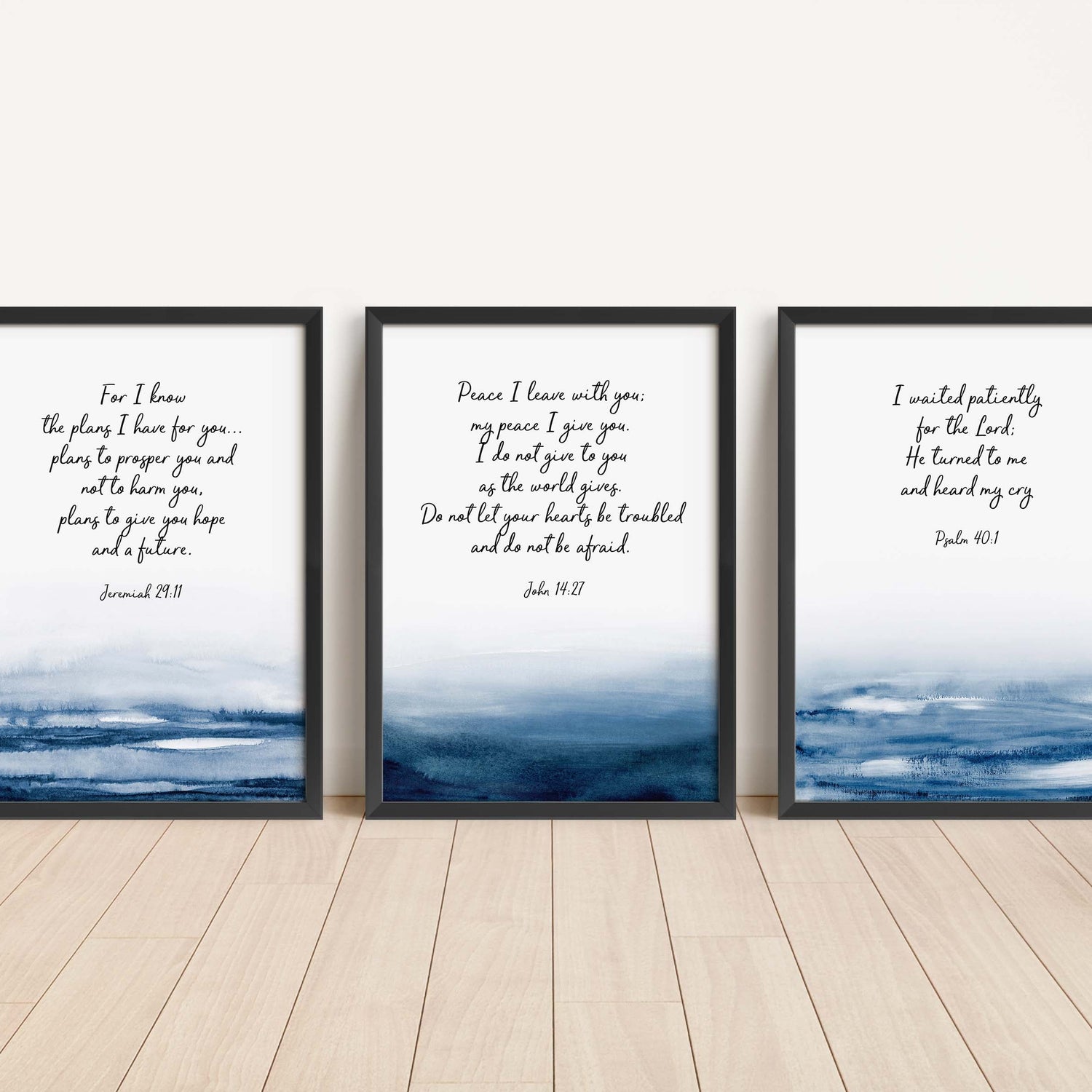 Abstract Watercolor Bible Verse Art Trio for Your Home, Inspiring Bible Quote Prints in Abstract Watercolor Style