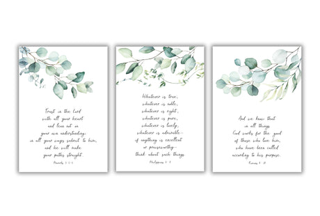 christian wall art prints, christian prints uk, bible verse wall art uk, botanical print sets, botanical wall art