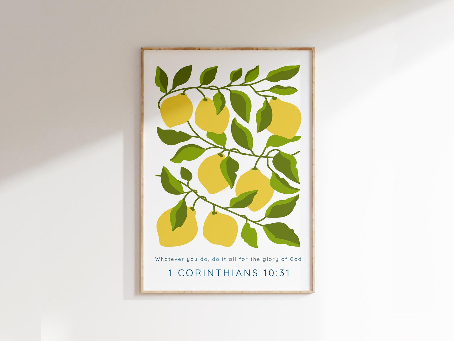Modern Scripture art with nature elements, Uplifting 1 Corinthians 10:31 quote print, Bible verse print for encouragement and faith