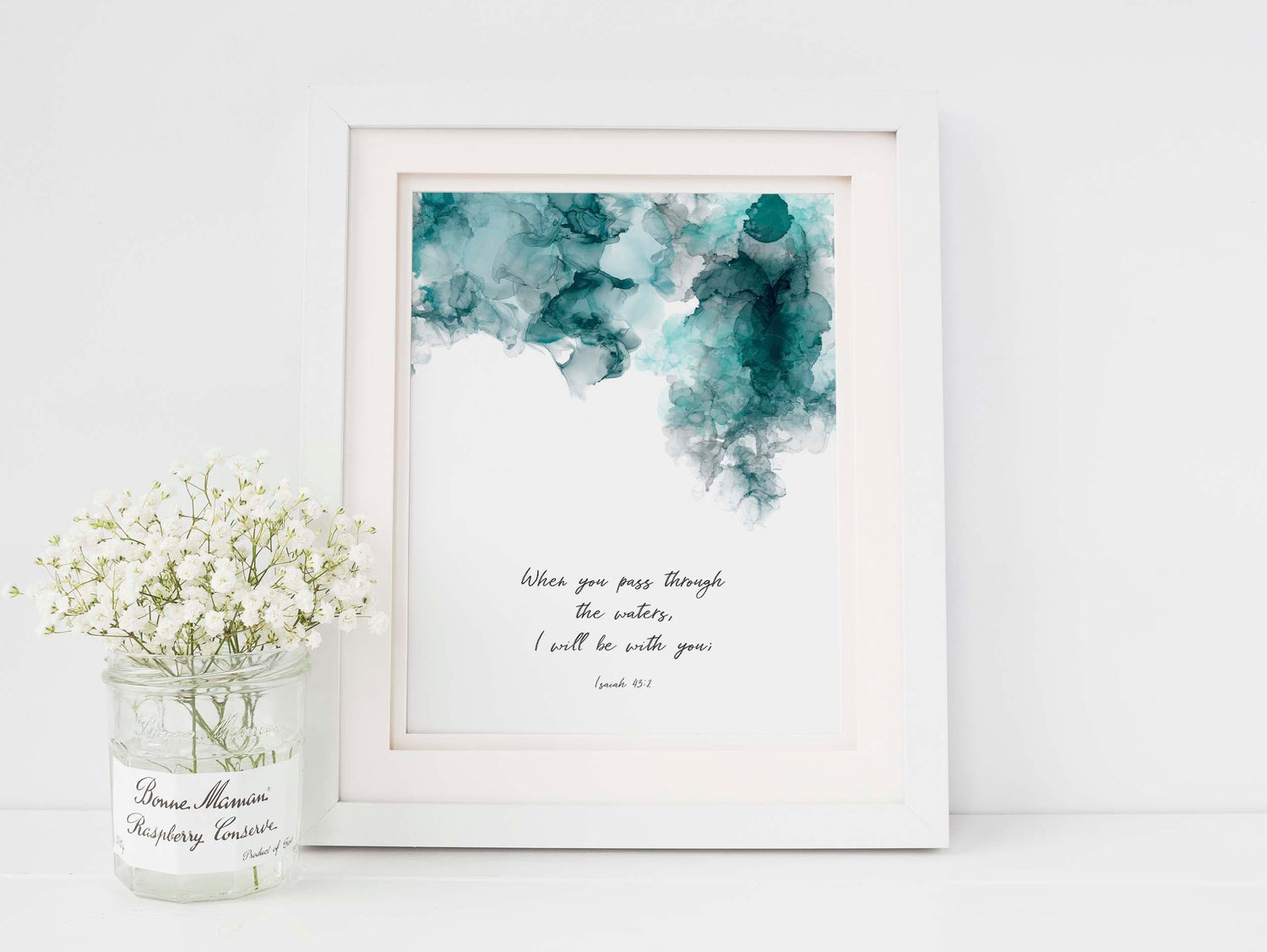 Alcohol Ink Abstract Gift, Isaiah 43 2 Print, When You Pass Through The Waters Bible Verse Wall Art,modern christian art