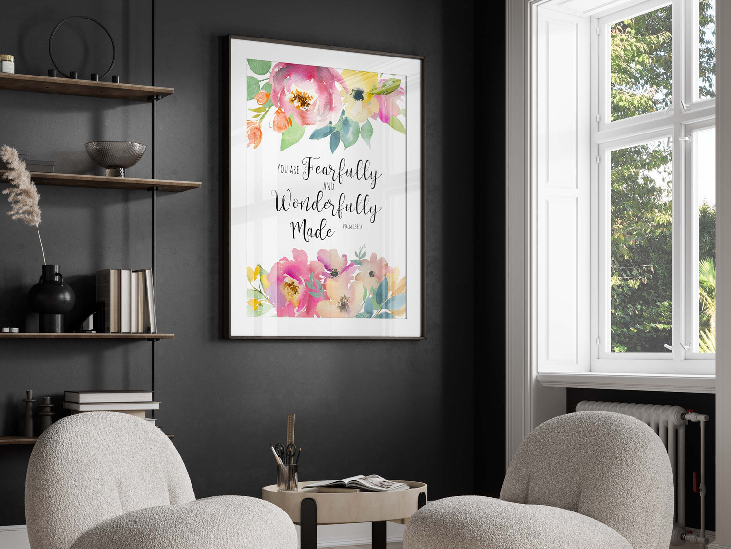 Girl Nursery Decor, Nursery Decor for Girls, Floral Nursery Decor Ideas, Christian home decor with Psalm 139:14
