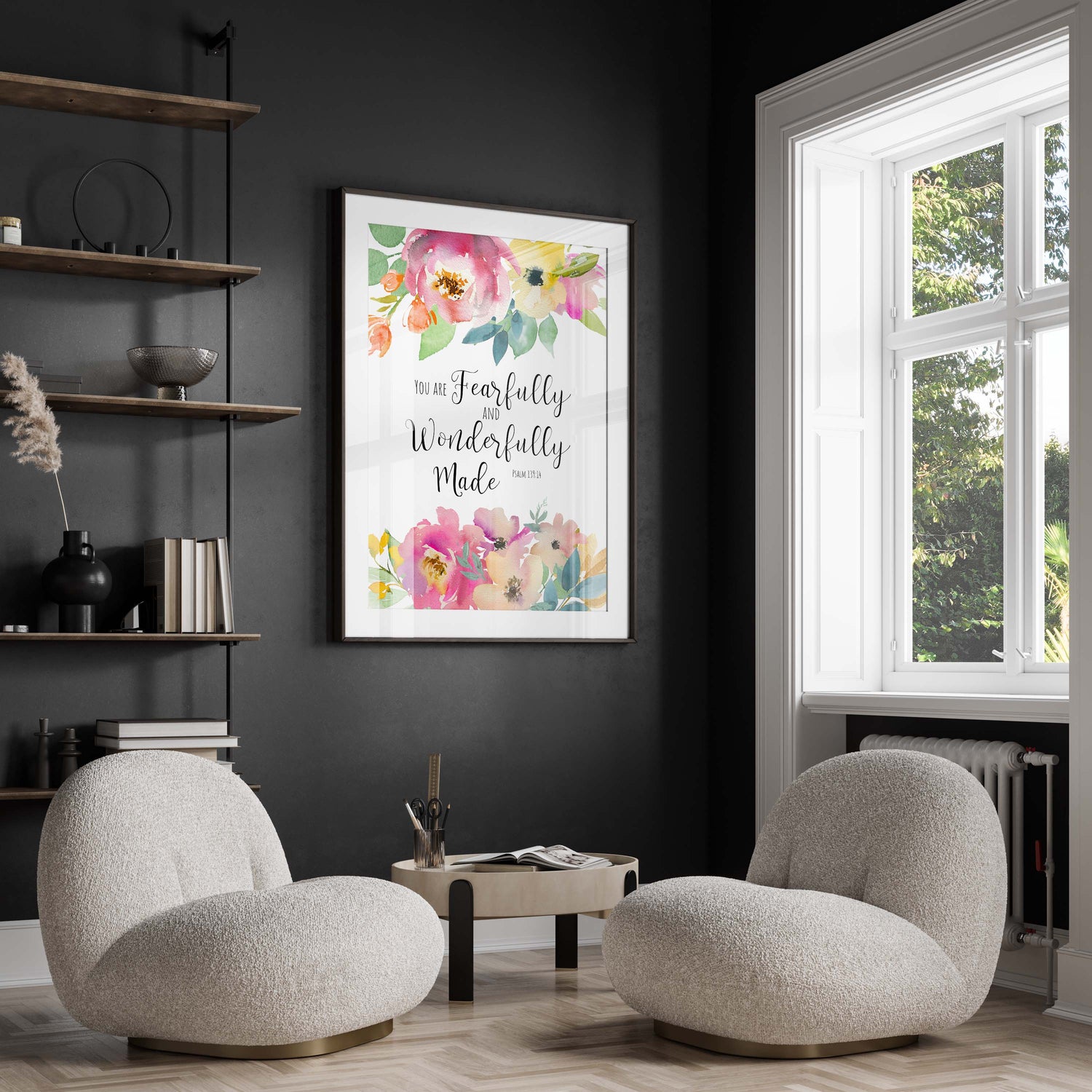 Girl Nursery Decor, Nursery Decor for Girls, Floral Nursery Decor Ideas, Christian home decor with Psalm 139:14