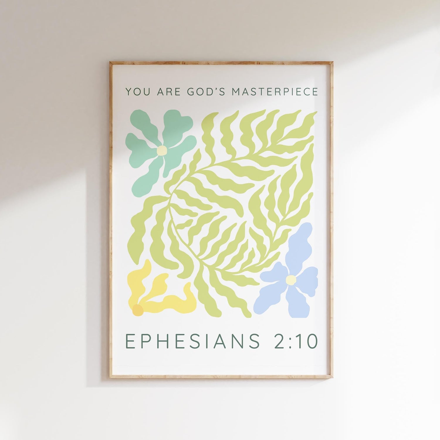 You Are Gods Masterpiece Ephesians 2 Modern Pastel Christian Print, Ephesians 2:10 pastel floral masterpiece