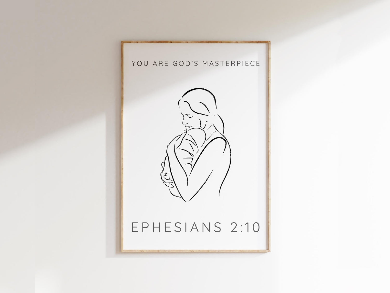 You Are Gods Masterpiece Modern Christian Line Art, Ephesians 2 10, Biblical Motherhood Wall Decor