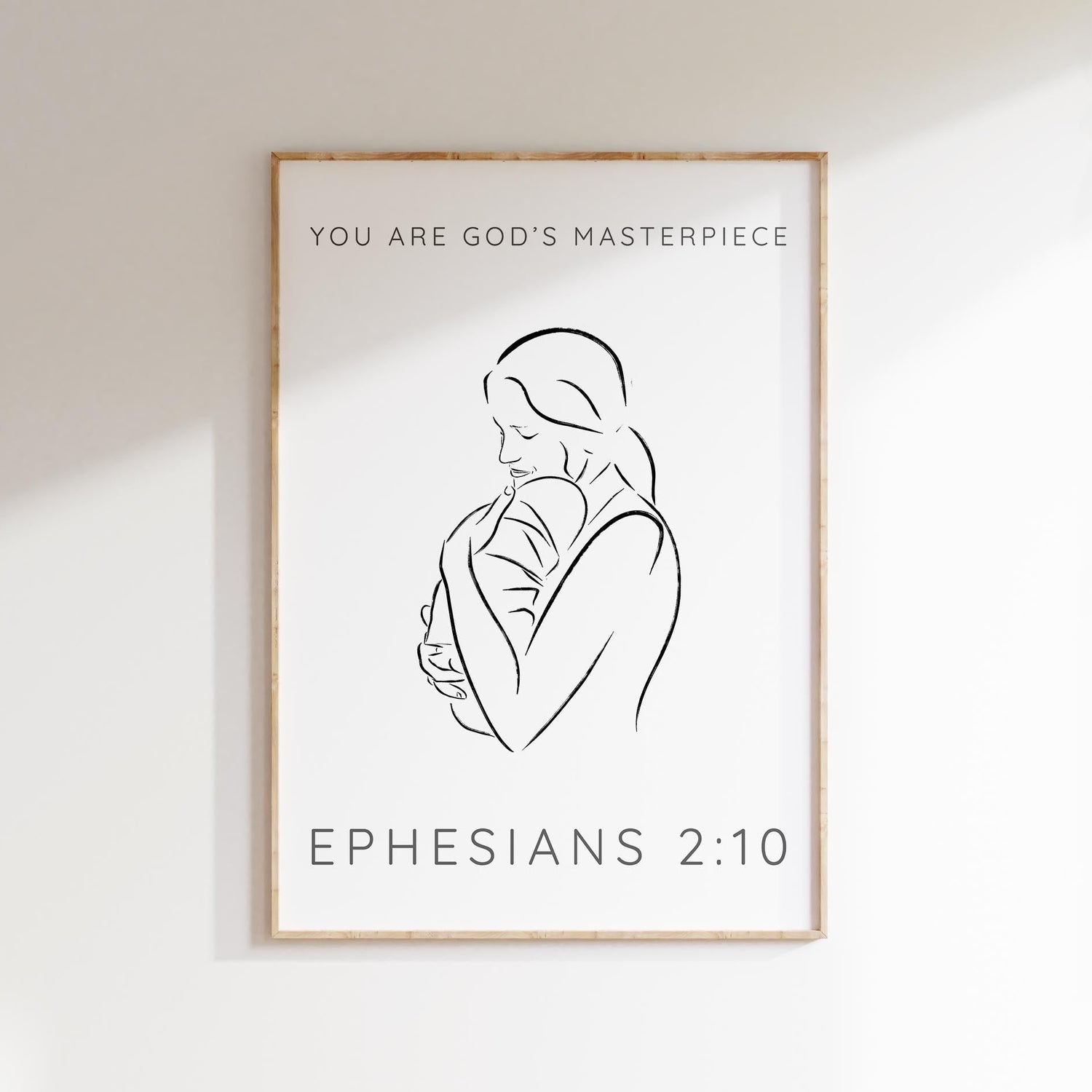 You Are Gods Masterpiece Modern Christian Line Art, Ephesians 2 10, Biblical Motherhood Wall Decor