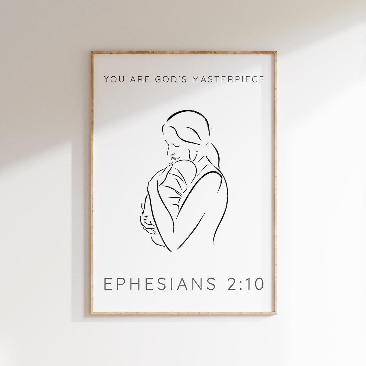 You Are Gods Masterpiece Modern Christian Line Art, Ephesians 2 10, Biblical Motherhood Wall Decor