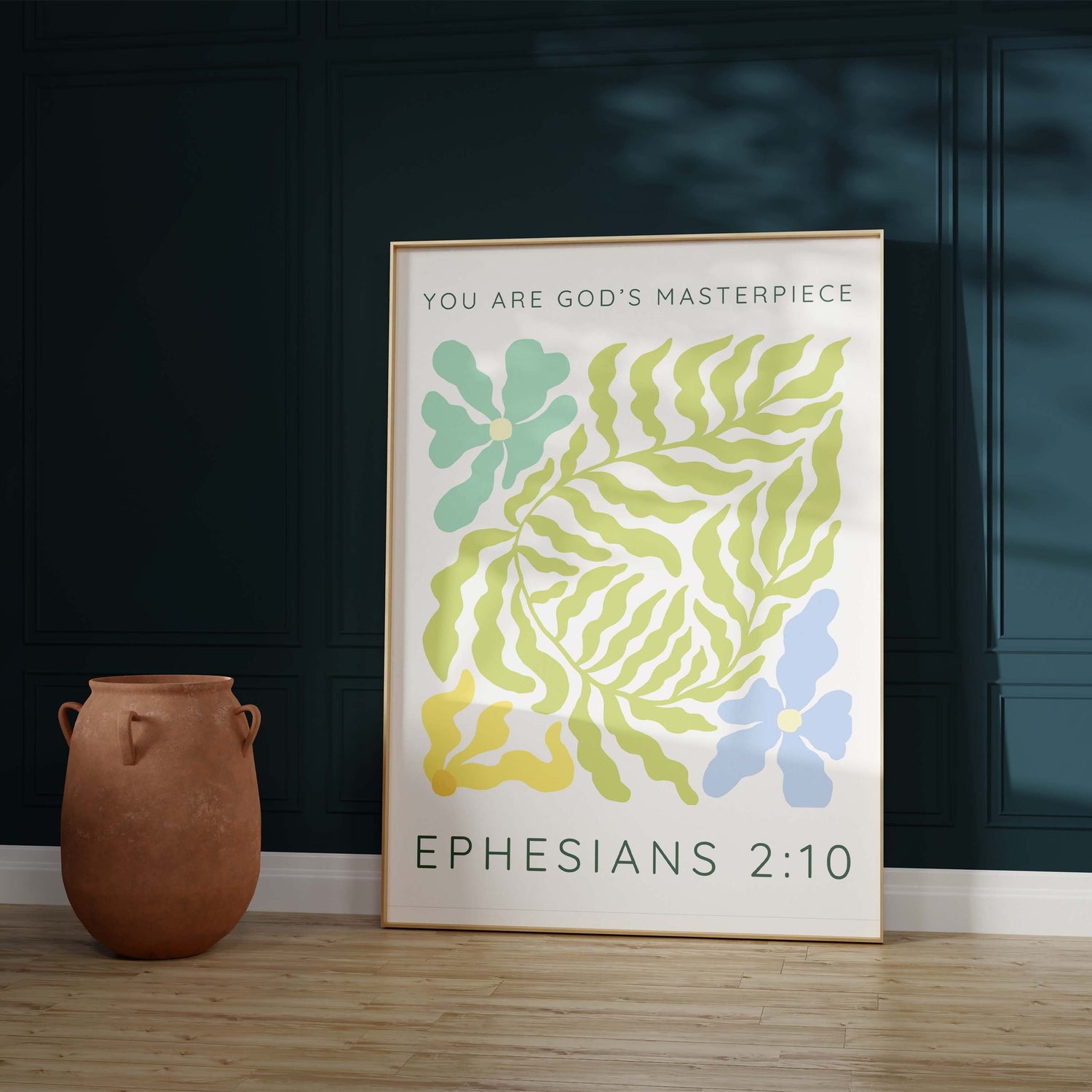Christian art with floral motif and scripture, Inspirational Bible verse pastel floral design, Pastel flowers and scripture wall art