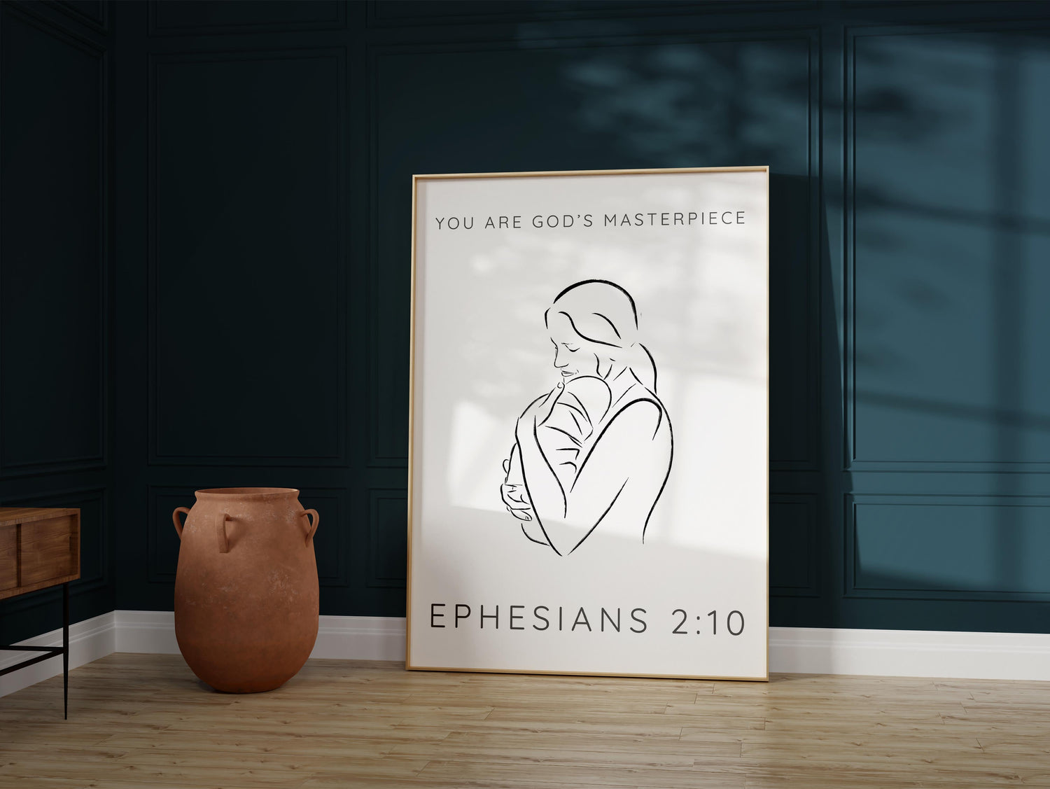 Minimalist Christian Newborn Art, Sacred Family Bond Wall Decor, You Are God's Masterpiece Poster