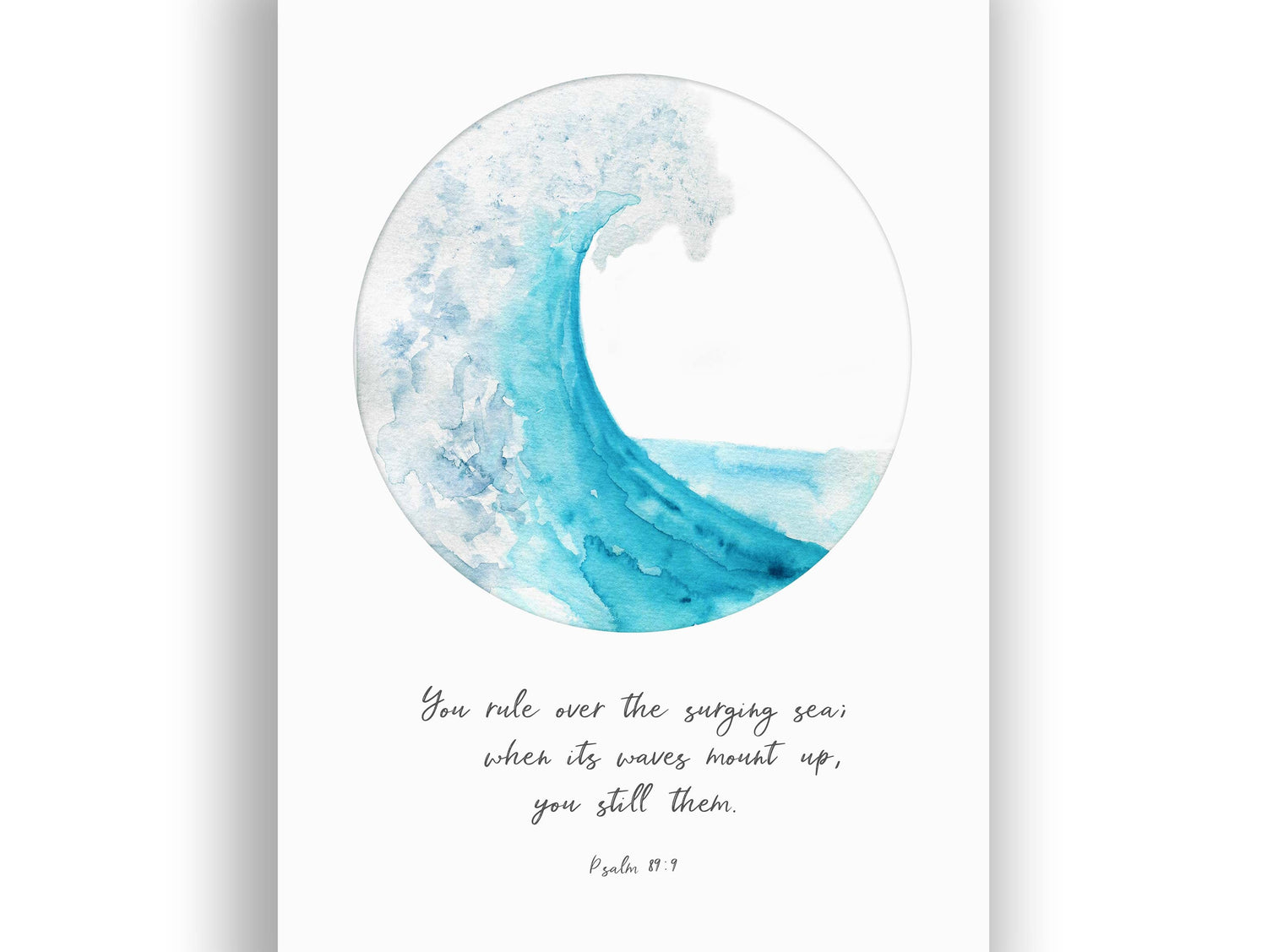 Custom Quote Wall Art, Custom Text Prints, Bible Verse Ocean Waves, Ocean Waves Bible Verse, Watercolour Christian Art