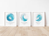 Ocean Christian Wall Art Prints, Bible Verses About Encouragement 3 Print Set