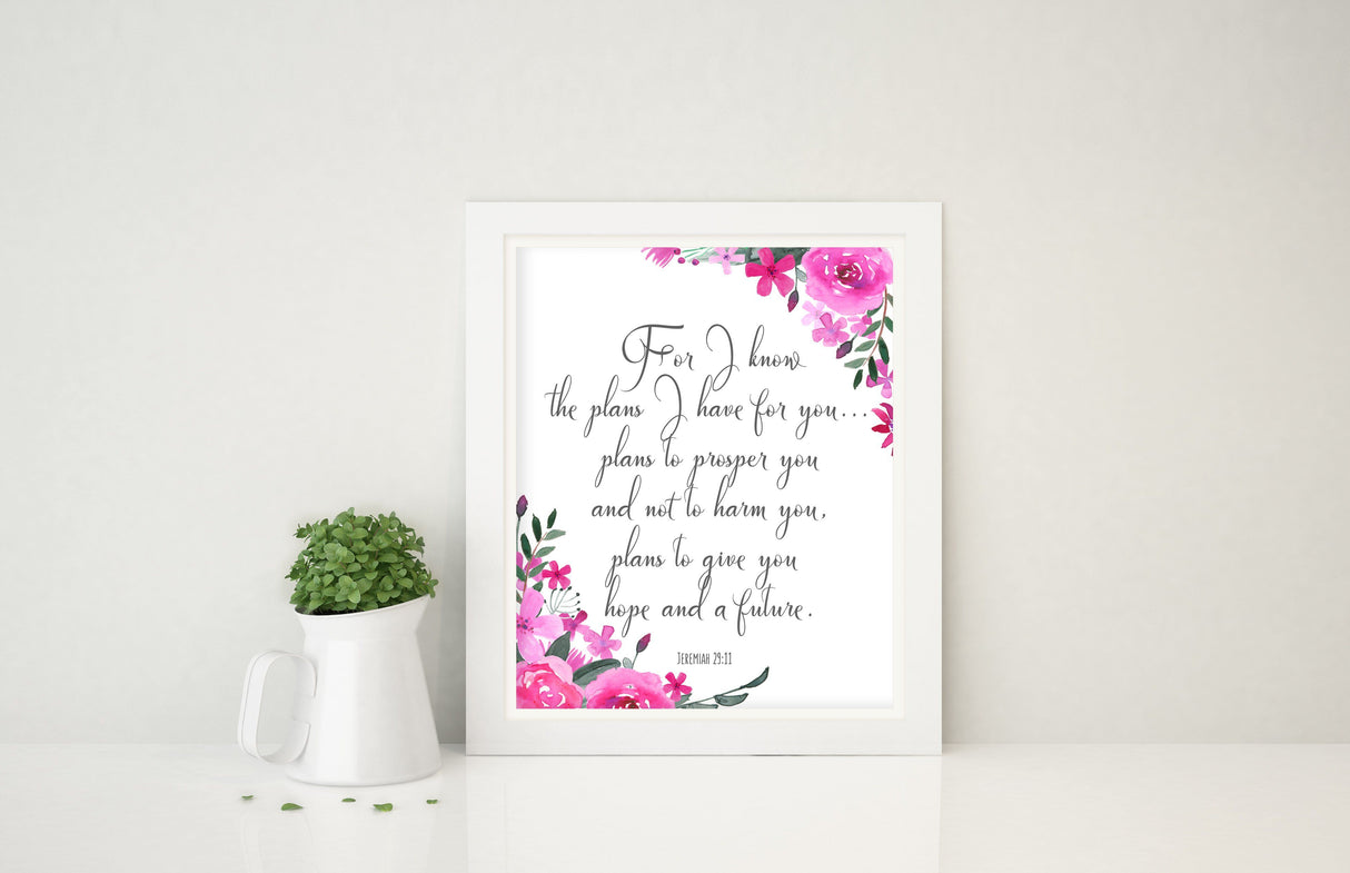jeremiah 29 11 poster, jeremiah 29 11 wall quote, scripture wall art, bible verse wall art printables, christian art