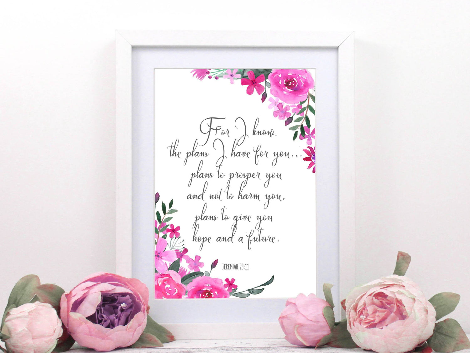 watercolor floral bible verse, floral bible quote, floral print bible verse, bible verse wall art, christian wall art uk