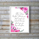 jeremiah 29 11 wall decor, for i know the plans i have for you wall decor, floral bible quotes, christian wall art uk