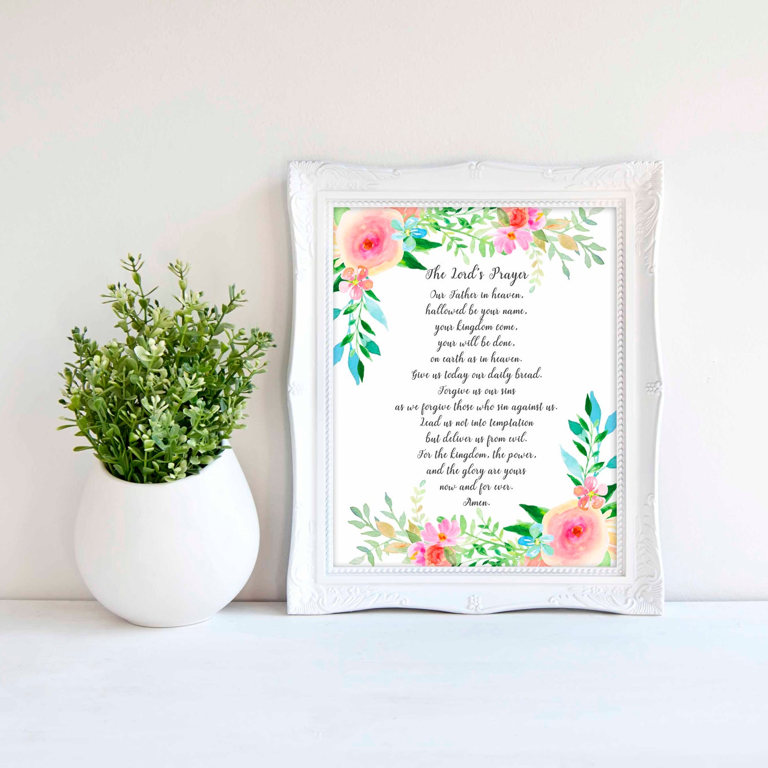 The Lord's Prayer Wall Art Print, Prayer Wall Decor, Christian Wall Art